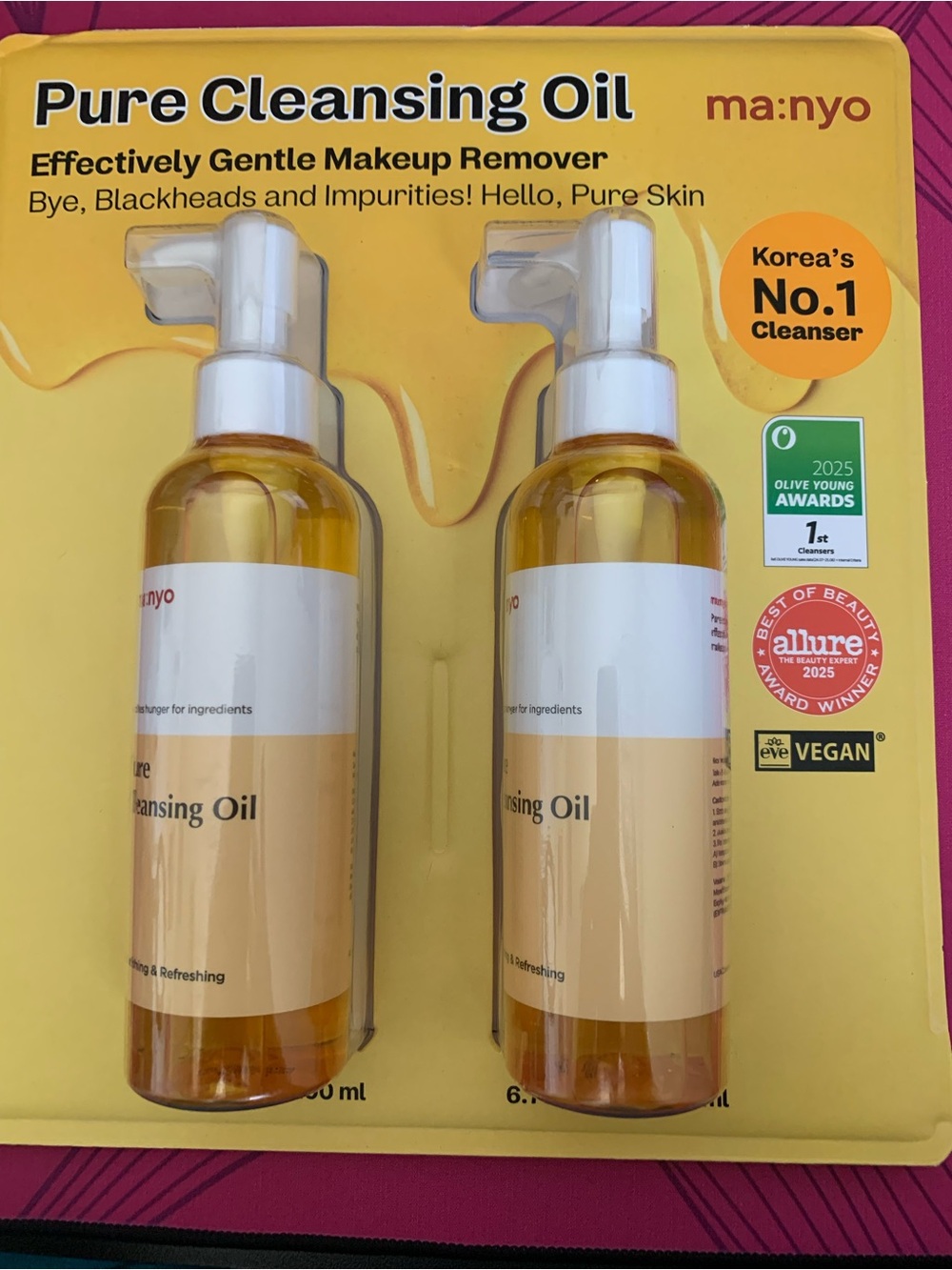 Pure Cleansing Oil – Yellow Gentle Makeup Remover (Pack of 2)